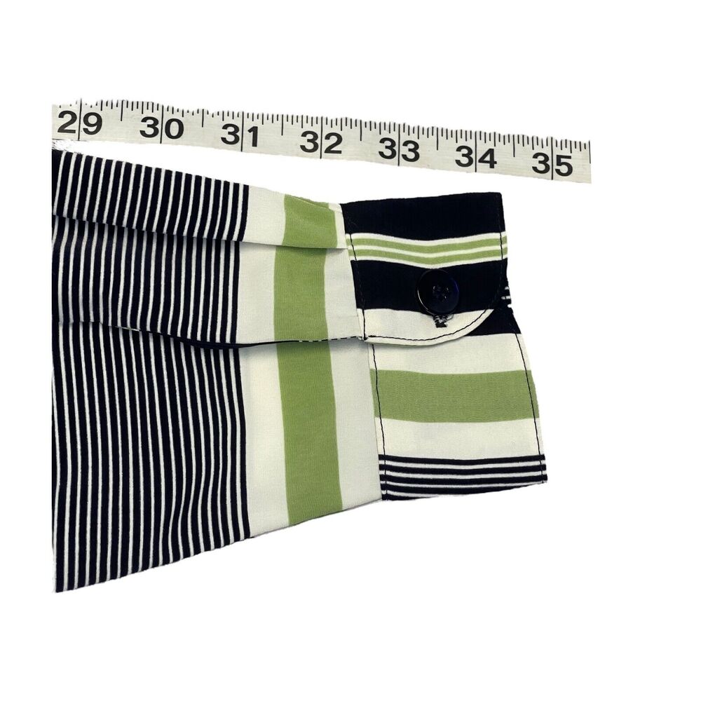 Alfred Dunner Top Womens 12 Navy Striped 100% Polyester Button Front Long Sleeve - Picture 6 of 7